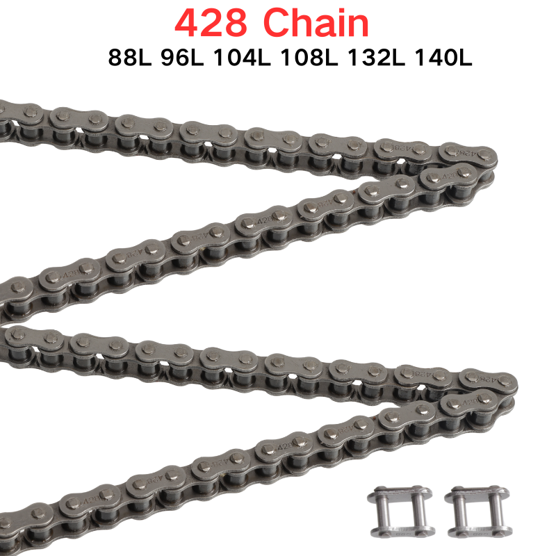 428 Chain - 428チェーン88 96 104 108 132 140、スペアマスターリンク付き、50cc-250cc