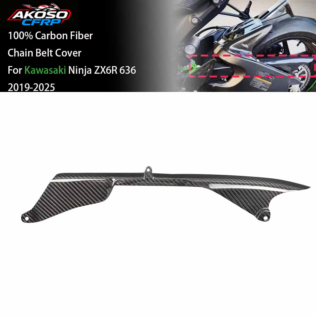 Chain Kit Motorcycle - フェアリングキットオートバイカワサキ ZX6R 636 2019-2025 100% フルカーボンファイバーチェーンベルトガードカバーアクセサリープロテクター