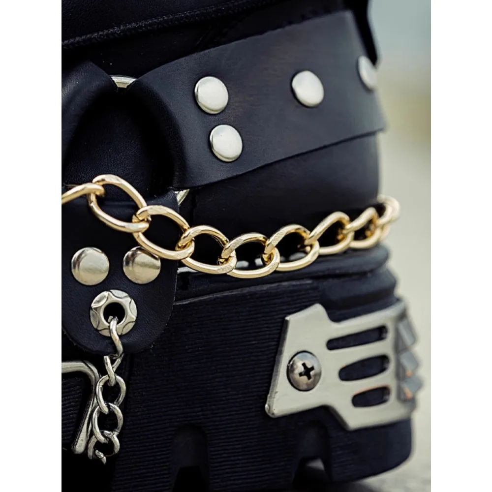 メンズファッション本革オートバイブーツ、パンクゴススカルミッ - Motorcycle Chain のレビューと価格