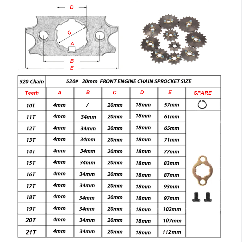 フロントエンジンチェーンスプロケット 520 #   10T - 428 Chain のレビューと価格